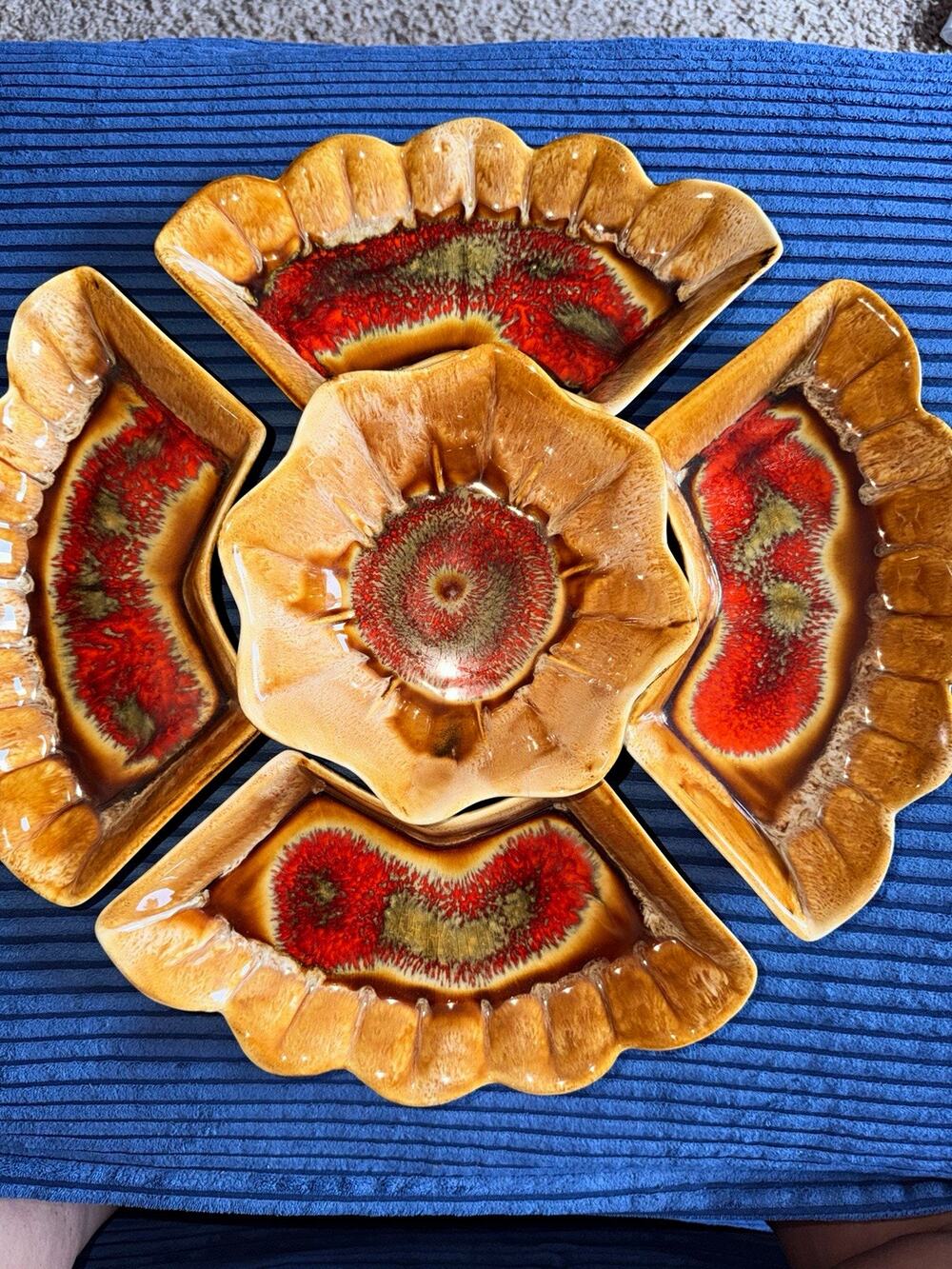 VTG California Pottery USA Ceramic MCM Serving Pieces